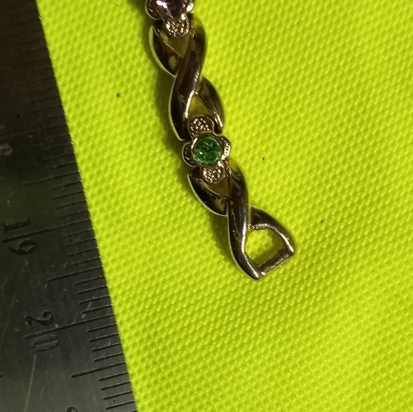 Goldtone multi color link Crystal chain bracelet - Picture 7 of 8